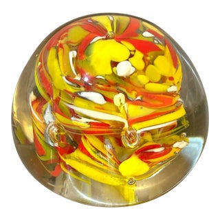 Murano Style Glass Orb Paper Weight For Sale