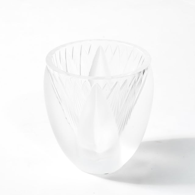 Mid-Century Modernist Frosted Crystal Thebes Vase Signed Lalique For Sale - Image 10 of 14