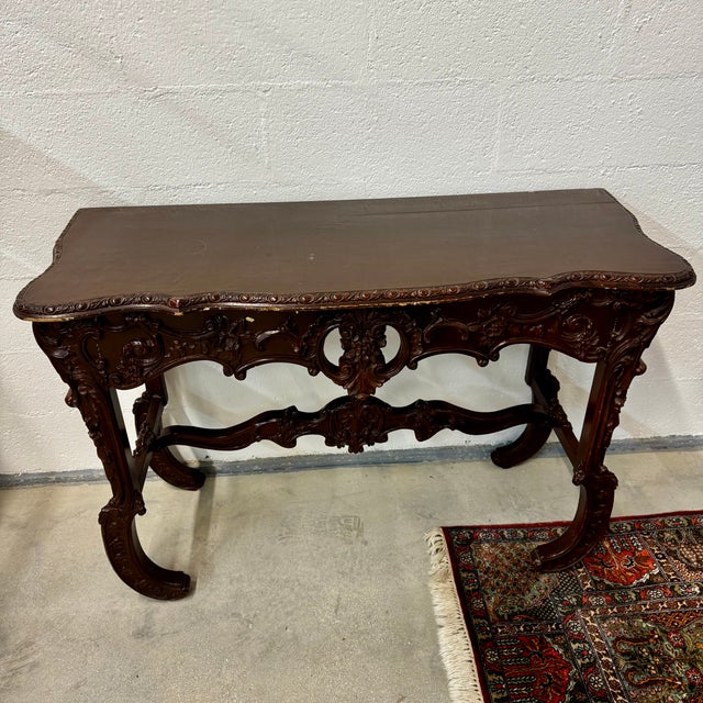 Napoleon III Louis XV Style Walnut Console Table For Sale - Image 14 of 14
