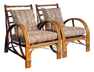 Vintage Rattan Lounge Chairs in Alan Campbell “Zigzag” for Quadrille - A Pair