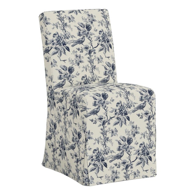 Slipcover for Stoffer Home x Cloth & Company for Lindy Dining Chair in Bird Toile Navy For Sale