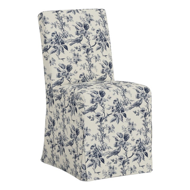 Stoffer Home x Cloth & Company Slipcover for Lindy Dining Chair in Bird Toile Navy For Sale