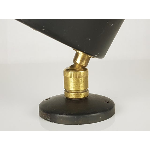 Italian Black Aluminum & Brass Adjustable Spot Lights, 1950s, Set of 2 For Sale - Image 6 of 12