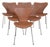 Seven Chairs in Walnut and Leather by Arne Jacobsen, 1970s, Set of 6 For Sale