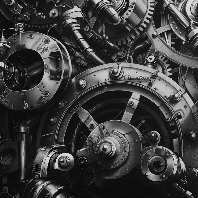 80" X 60" - 'Mechanics' Black & White Framed Gallery Wall Art Prints Installation - Set of 12 For Sale - Image 10 of 12