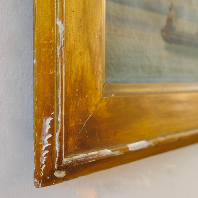 Blue Costantino Prinetti, Lake View, Mid-19th Century, Oil on Canvas, Framed For Sale - Image 8 of 13