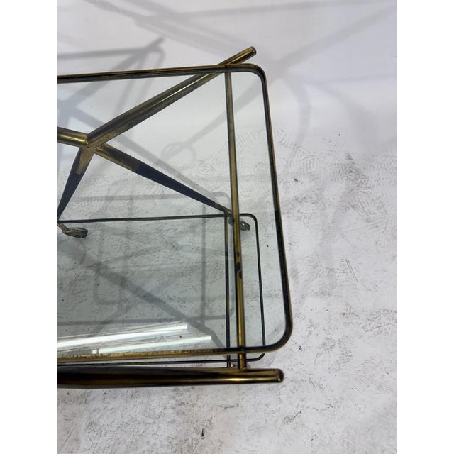 Italian Bar Trolley in Brass and Wood attributed to Cesare Lacca, 1950s For Sale - Image 16 of 17