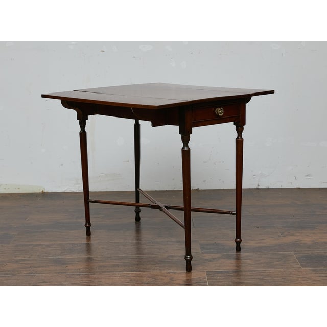 19th Century English Mahogany Drop-Leaf Table with Slender Tapering Legs For Sale - Image 10 of 12