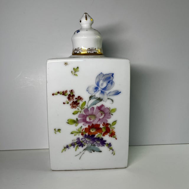 Vintage French Floral Porcelain Flask For Sale - Image 4 of 7