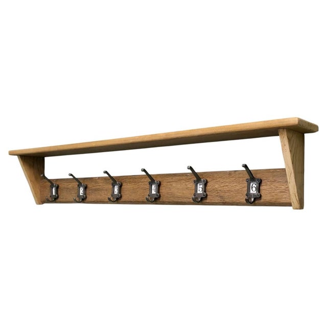 Wood Long Pine Coat Rack and Shelf, 1960 For Sale - Image 7 of 7