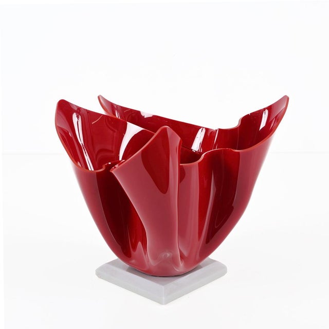 Mid-Century Italian Burgundy Acrylic Glass Napkin Centerpiece, 1980s For Sale - Image 16 of 16