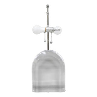 Vintage Les Prismatiques Heavy Lucite Acrylic Waterfall Arch Chrome Table Lamp For Sale