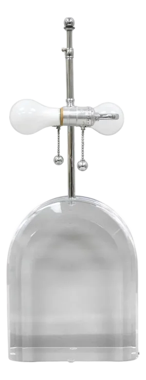 Vintage Les Prismatiques Heavy Lucite Acrylic Waterfall Arch Chrome Table Lamp