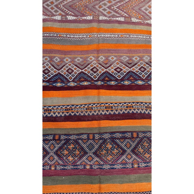 1990s Authentic Flatweave Rug With Striped Pattern - 9.9 X 5.05 Ft For Sale In Cleveland - Image 6 of 10