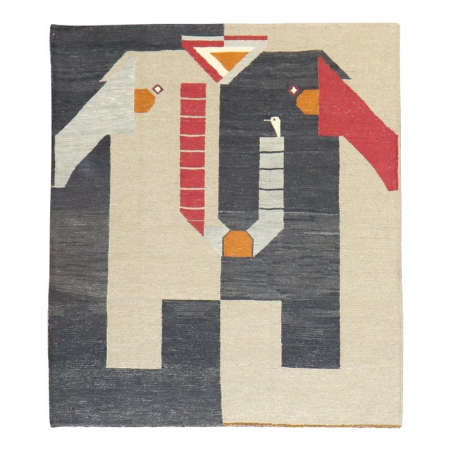 Late 20th Century Elephant Face Persian Kilim - 3'5" x 4'2" For Sale
