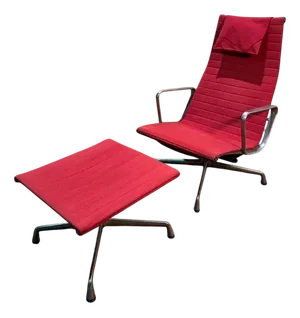 Set of Bauhaus Aluminum Armchair and Ottoman by Charles Eames