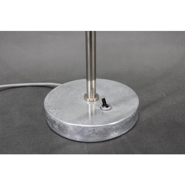 White Vintage Art Deco Nickel Banker Table Lamp, 1940s For Sale - Image 8 of 16