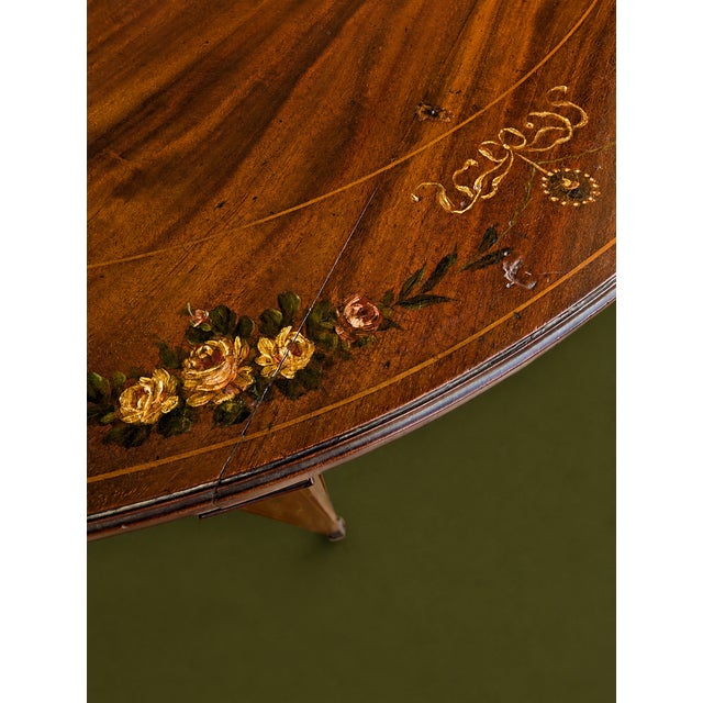 Antique Edwardian Sheraton Revival Hand-Painted Mahogany Cherub Occasional Table For Sale - Image 9 of 13
