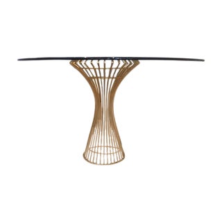 Gold Table Base & Glass Top Dining Table For Sale