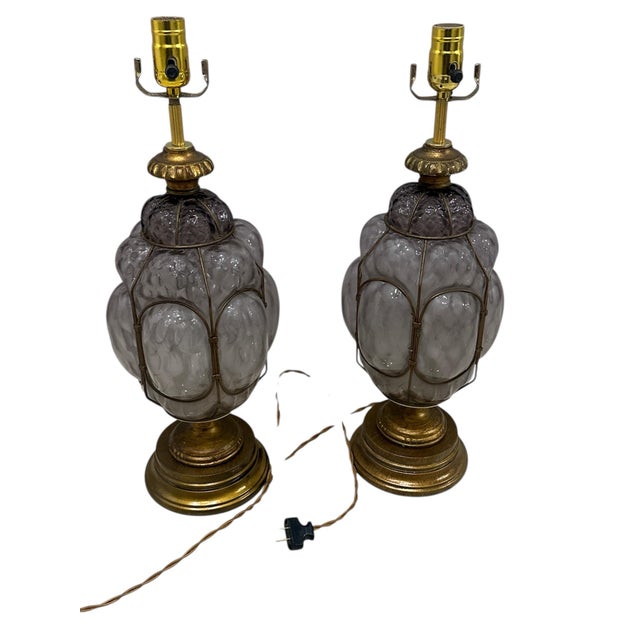 Glass Mid 20th Century Style After Seguso Murano Table Lamps For Sale - Image 7 of 8