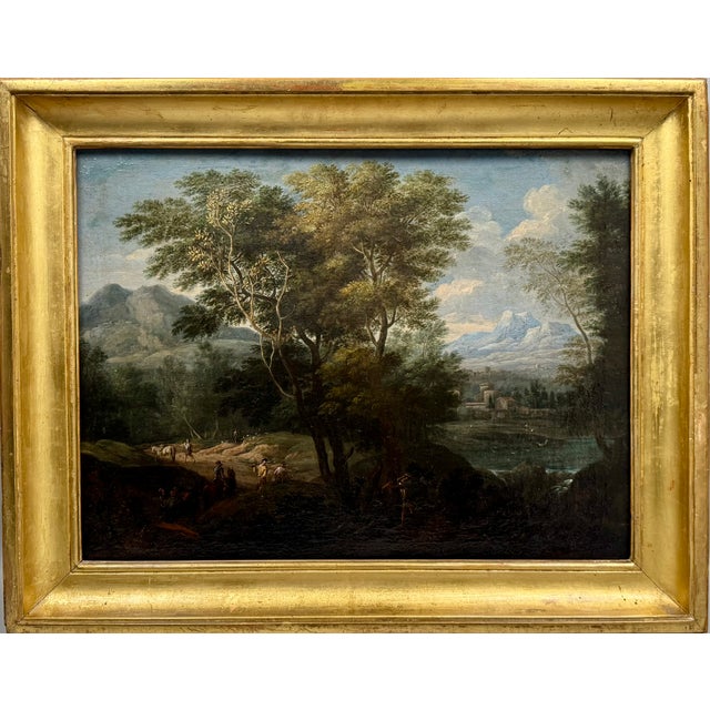 19th Century Attributed to Burisi, Italian Landscape, 1800s, Oil on Canvas For Sale - Image 5 of 5