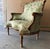 Italian Style Wingback Chair – Military Green Damask Fabric, Gold Accents For Sale - Image 4 of 7