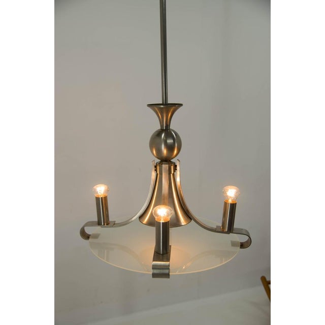 Art Deco Metal Chandelier, Europe, 1930s For Sale - Image 4 of 12