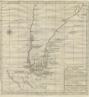 Antique Map of Tracks of Ansons Ships Around South America and Cape Horn, 1749
