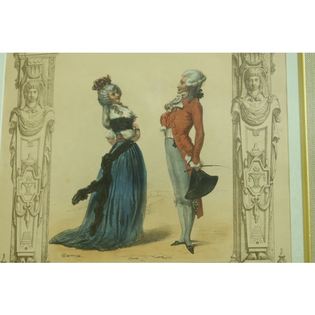 Vintage Classical Colored Engraving Fashion Prints - a Pair For Sale - Image 4 of 12