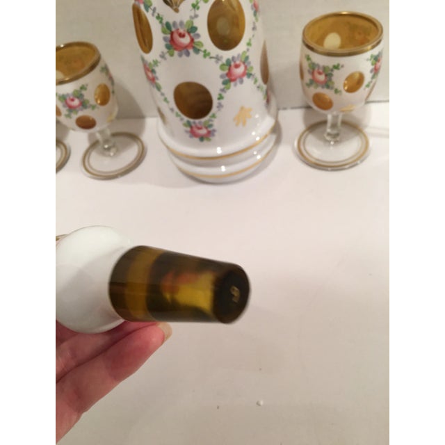 Bohemian Case Glass Cut to Amber Decanter and Glasses - 5 Piece Set For Sale In Detroit - Image 6 of 8
