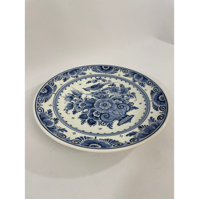 Delft Vintage Mid 20th Century Blue and White Faience Delft Plate For Sale - Image 4 of 13