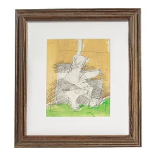 Abstract Graphite and Acrylic Drawing by James L. Bruch For Sale