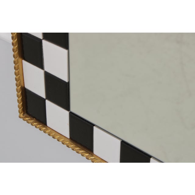 Carvers' Guild Carvers Guild Whimsical Black & White Checkered Tile Mirror For Sale - Image 4 of 11