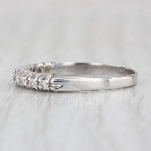 Modern 0.15ctw Diamond Stackable Ring 18k White Gold Wedding Band Size 7 For Sale - Image 3 of 8