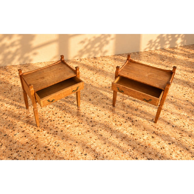 Vintage Brutalist Bedside Tables and Cabinets attributed to Henning Kjærnulf, Denmark, 1960s, Set of 2, in Good...