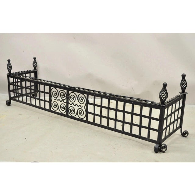 Antique Gothic/Arts & Crafts Wrought Iron Spiral Twist 56" Fireplace Mantel Fender Surround. Item features twisted...