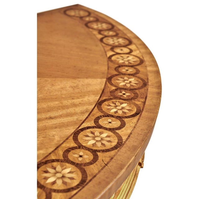 Neoclassical Petite English Neoclassical Giltwood Demi-Lune Console For Sale - Image 3 of 7