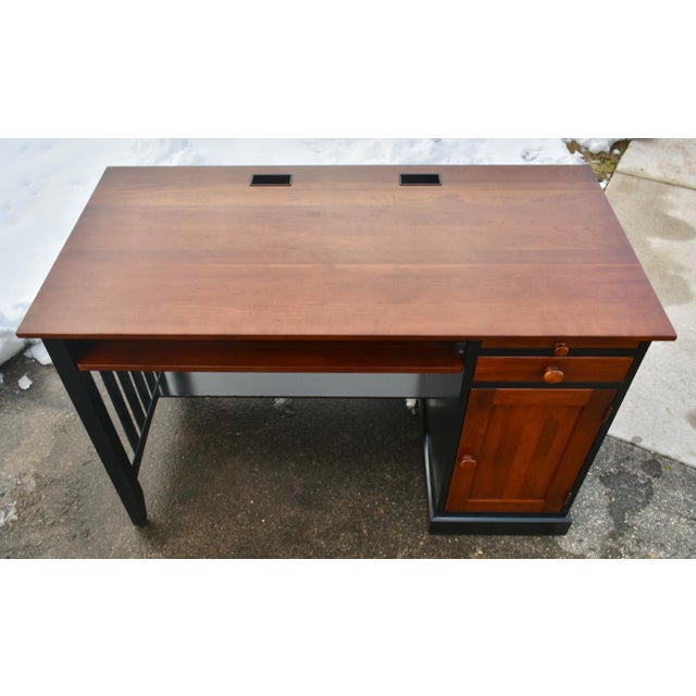 Ethan Allen Vtg. Ethan Allen "Impressions" Black & Cherry Home Office Desk For Sale - Image 4 of 13