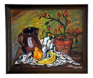 1970s Vintage Herb Robinson Original Oil on Canvas Still Life Painting