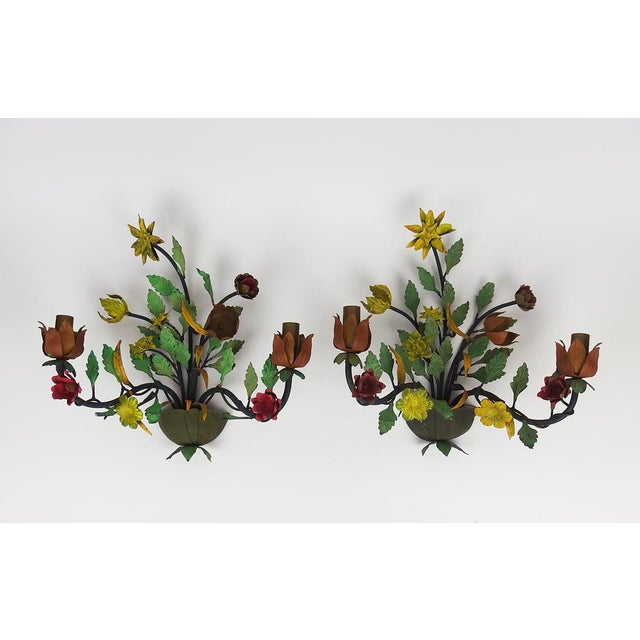 Brown Bouquet of Flowers Wall Sconces, 1960s, Set of 2 For Sale - Image 8 of 8