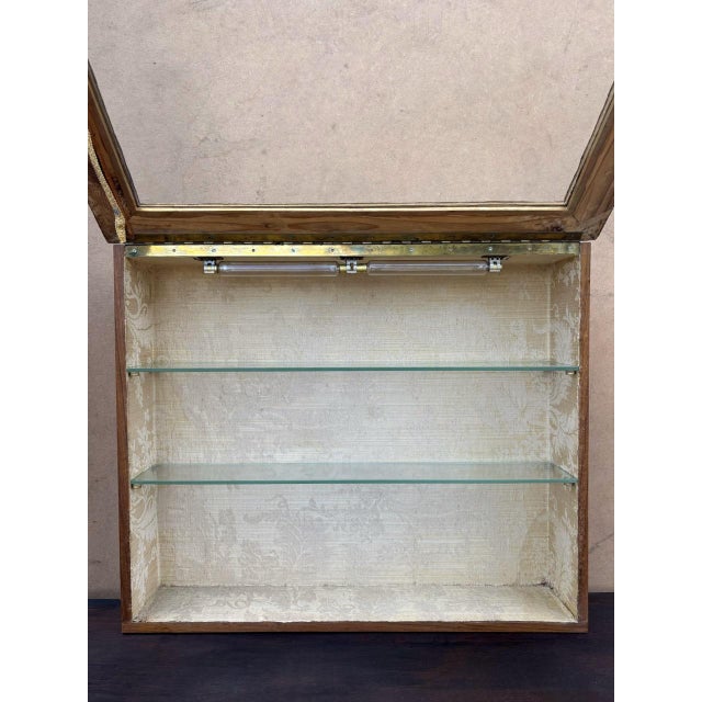 Wall Display Cabinet with Glass Shelves, 1930s For Sale - Image 9 of 10