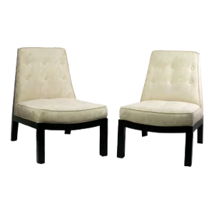 Pair of Screen Back Slipper Chairs in Style of Edward Wormley