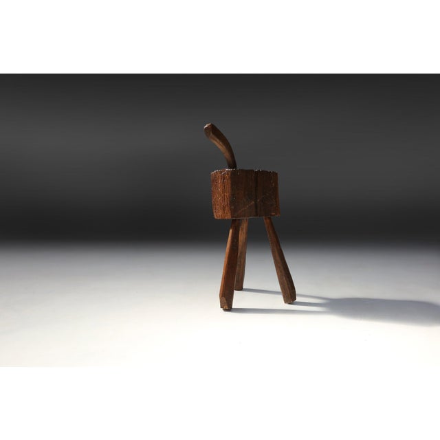 A charming example of 19th‑century French rural craftsmanship, this handmade wooden stool embodies the honesty,...