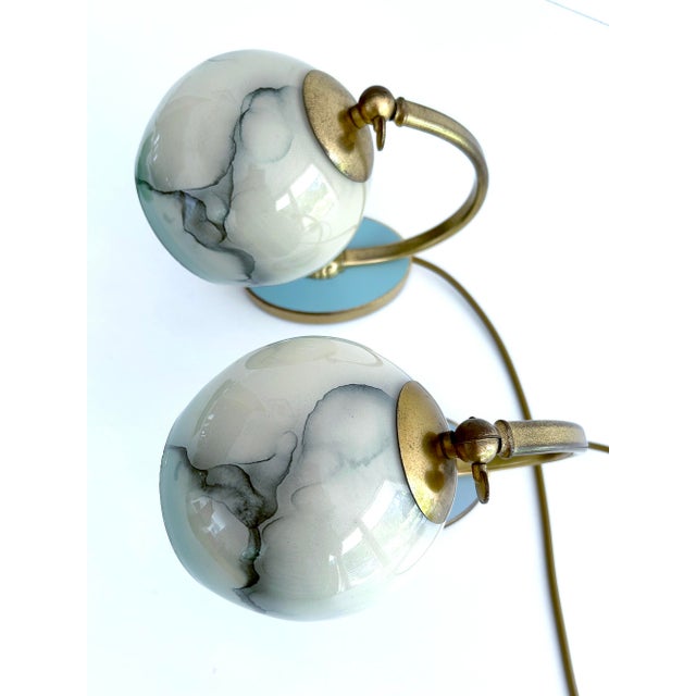 Art Deco Table Lamps in Brass and Glass, Set of 2 For Sale - Image 9 of 18