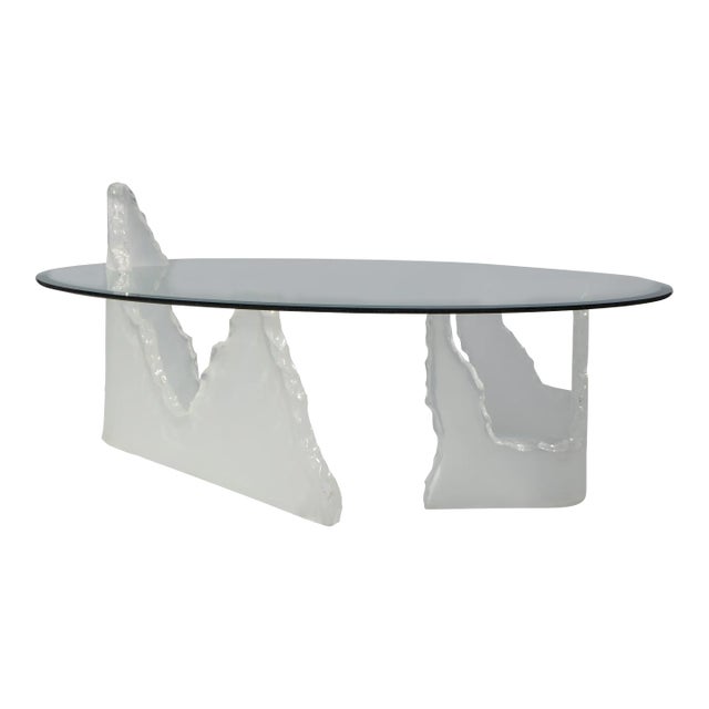 Lion in Frost Style Lucite Iceberg Coffee, Cocktail Table