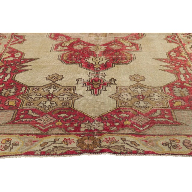 Mid 20th Century Mid 20th Century Vintage Turkish Oushak Rug - 04'08 X 06'11 For Sale - Image 5 of 11