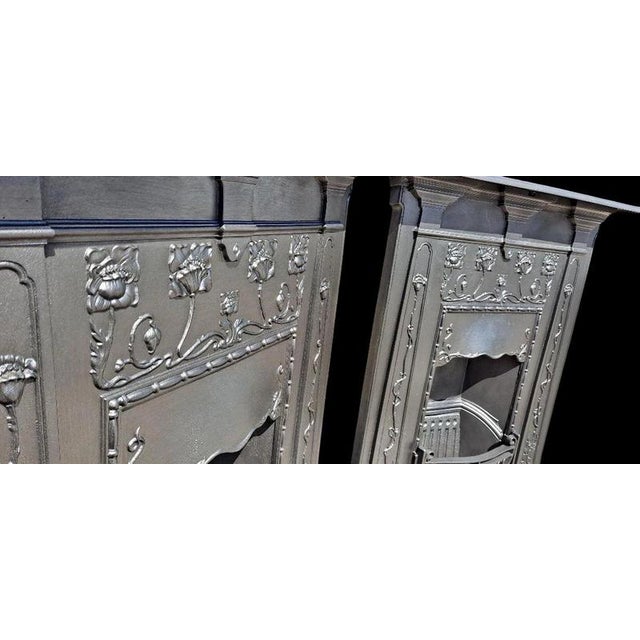Black Victorian Art Nouveau Cast Iron Combination Fireplace Surround For Sale - Image 8 of 10