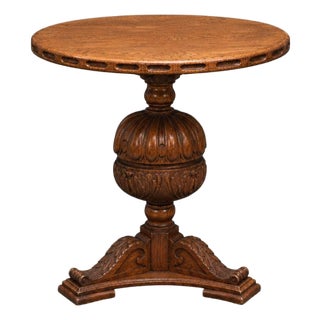 19th Century French Oak Carved Pillar Table For Sale
