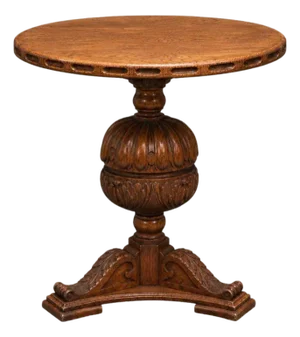 19th Century French Oak Carved Pillar Table