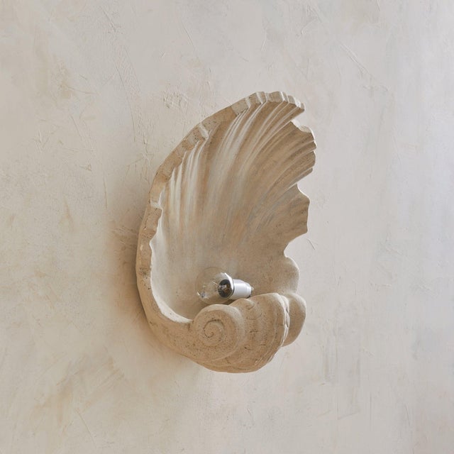 Art Deco 1940s French Plaster Scallop Shell Sconces - a Pair For Sale - Image 3 of 9